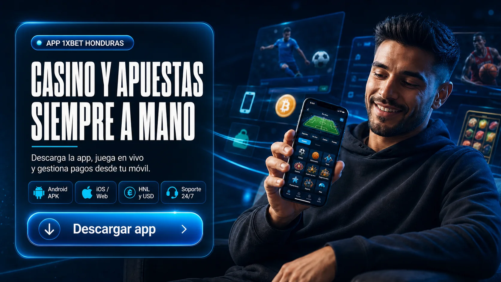 Casino y apuestas siempre a mano en la app de 1xBet Honduras